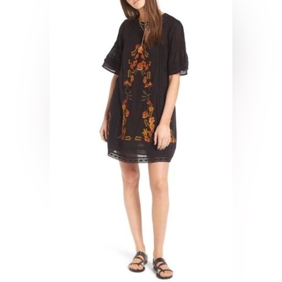 FREE PEOPLE Perfectly Victorian Minidress In Black Combo XS - Picture 1 of 12
